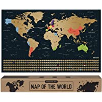 envami Mapa Mundi Rascar I Mapas del Mundo para Marcar Viajes I 68 X 43 CM I Oro I Scratch Off Travel Map